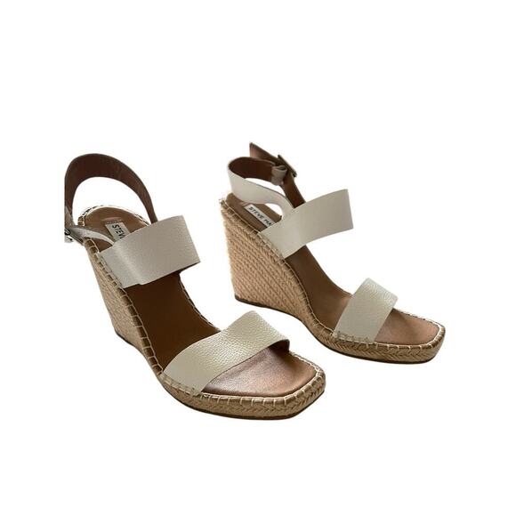 Steve Madden Women’s Uri Wedged Sandals White Size 10 - Picture 1 of 7